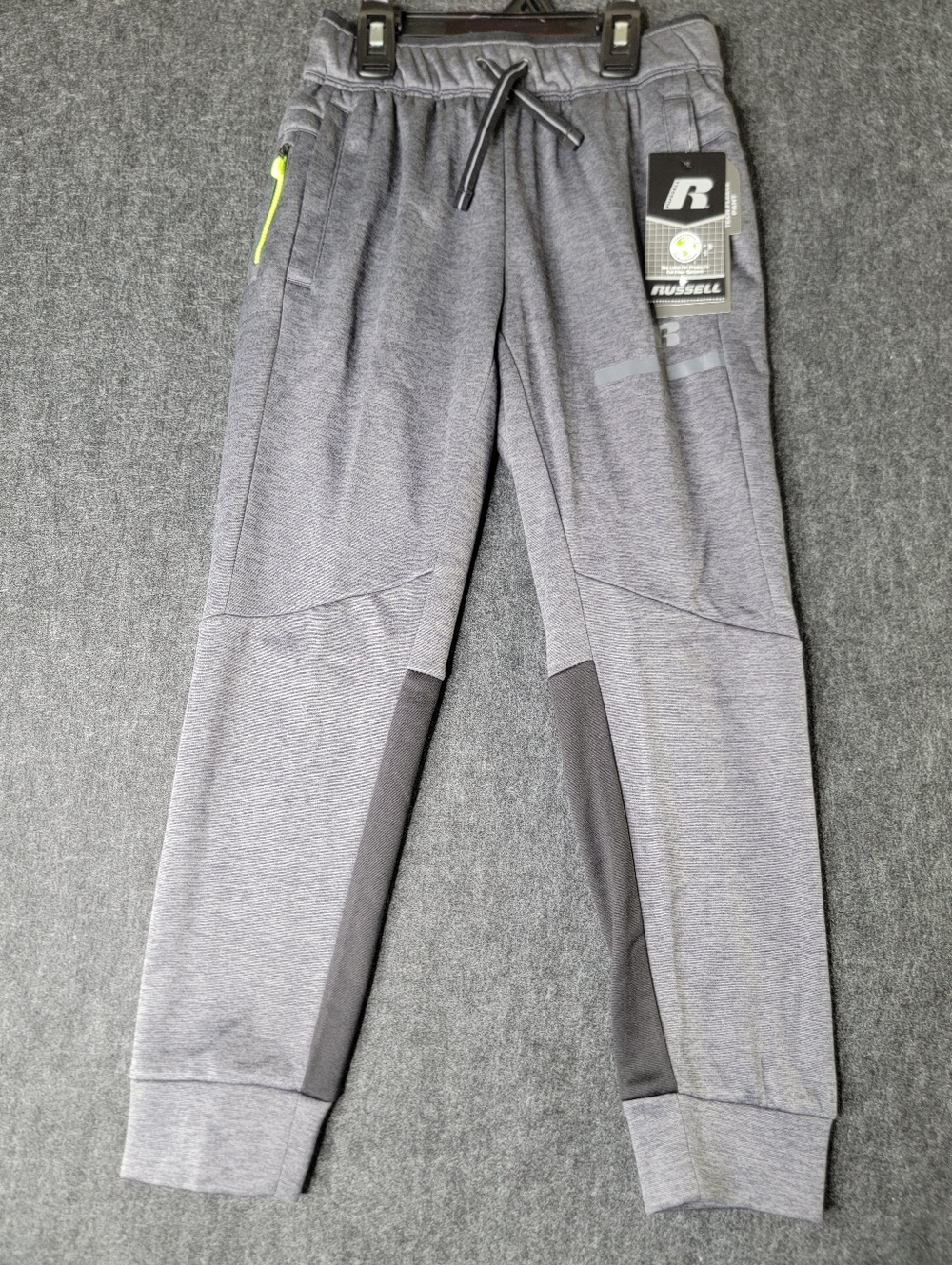 Russell Athletic Boys Tech Fleece Jogger Pants Size Medium (8) Gray Black New